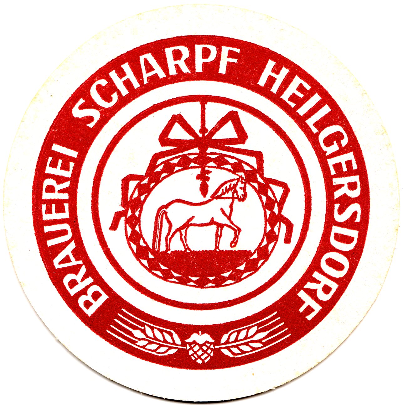 selach co-by scharpf rund 1a (215-brauereischild mit pferd-rotbraun)